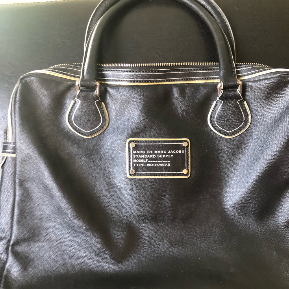 Marc by Marc Jacobs Black laptop bag with silver hardware